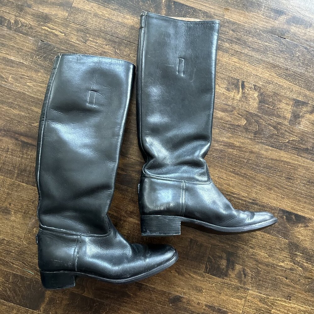 Classic black leather knee-high boots